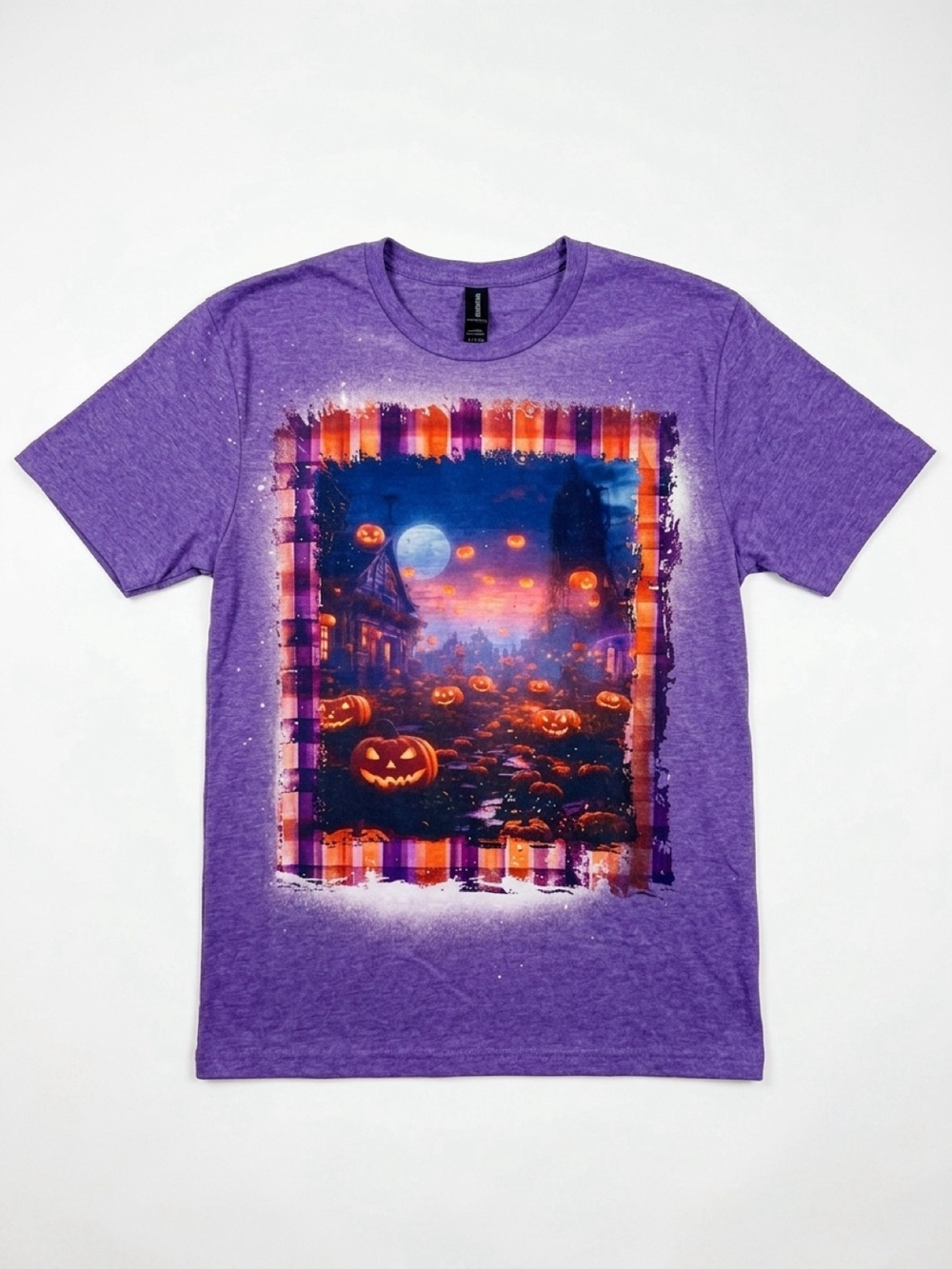 Gildan Purple Halloween Pumpkin Scene Tee